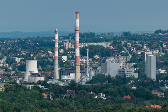 Rozbiórka kominów w Elektrociepłowni Bielsko-Biała, EC1