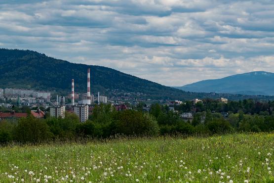 Rozbiórka kominów w Elektrociepłowni Bielsko-Biała, EC1