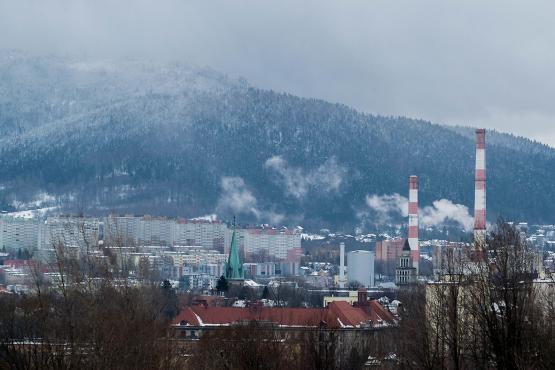 Rozbiórka kominów w Elektrociepłowni Bielsko-Biała, EC1