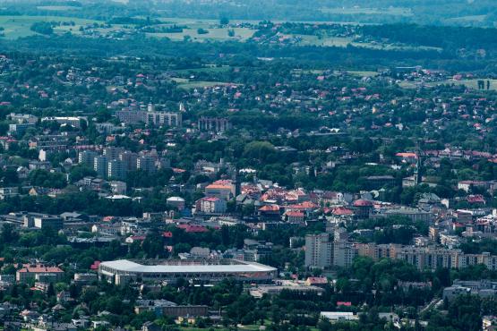 Widok z lotu ptaka, stadion Miejski w Bielsku-Białej